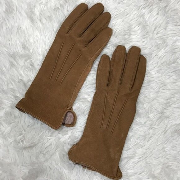 Newport News Genuine Leather Triple Top Seam Camel Gloves - Picture 2 of 9